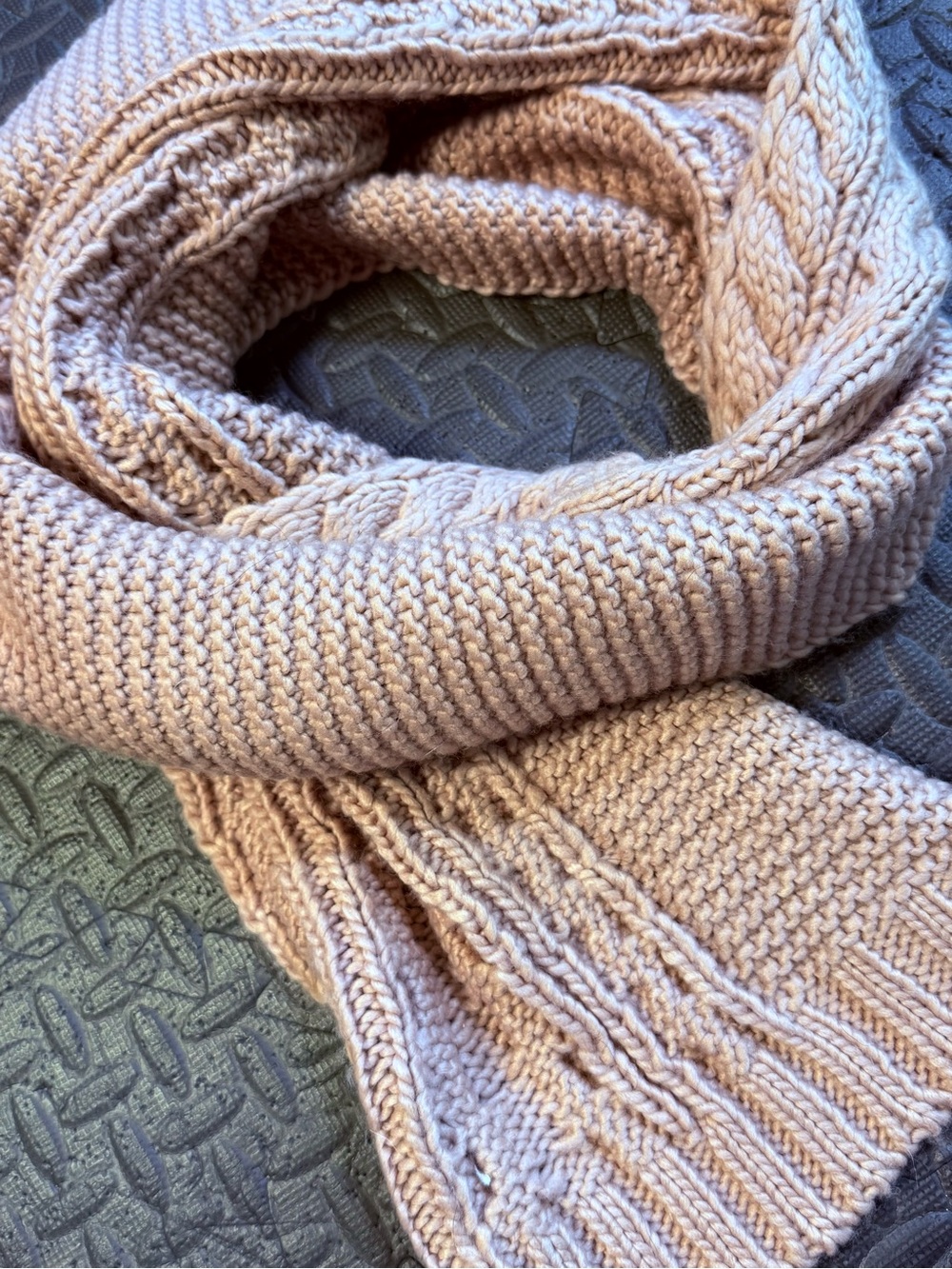 Chunky Cable Knit Infinity Scarf Dusty Rose Pink Oversized Cozy Winter